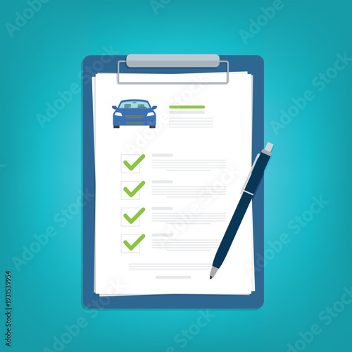 Car Insurance Checklist and Vehicle Agreement Form Illustration	