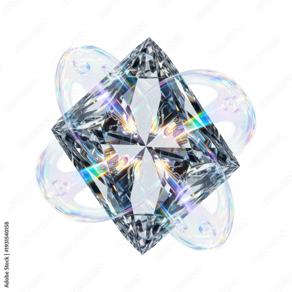 Fototapeta premium Diamond and bubbles abstract art