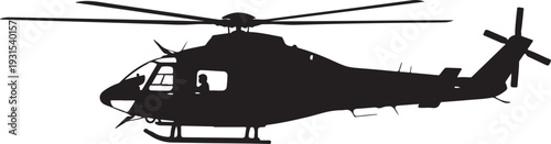 Silhouette of a black helicopter on white background illustration