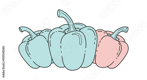 Colorful Bell Peppers Illustration Artwork.