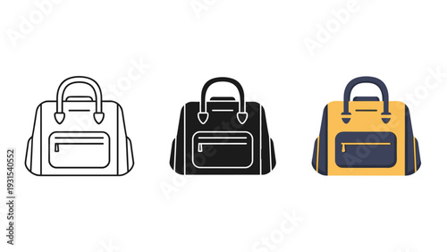 Three different colored handbag designs are shown Vector