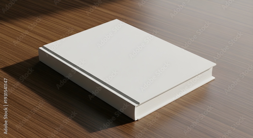 Fototapeta premium White blank book on wooden table, empty notebook, simple background
