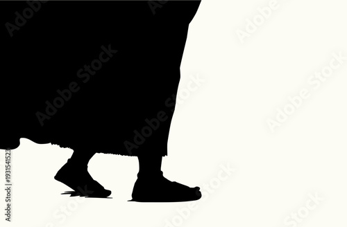 Vector drawing. A feet walking on the ground