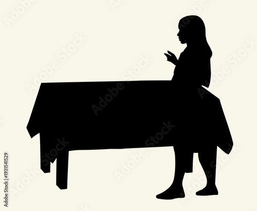 Vector drawing. The servant girl