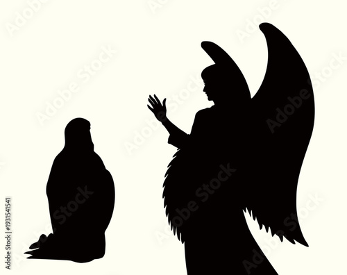 Vector illustration. The Angel Annunciation to Mary.