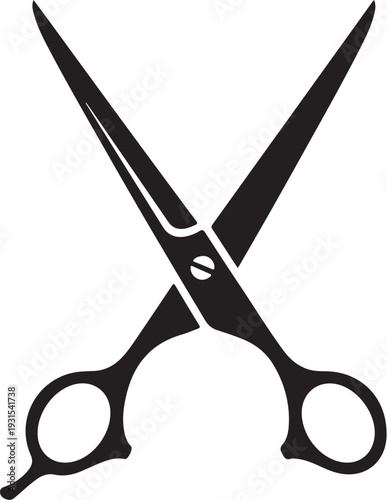 Black Scissors Icon on White Background Simple Design