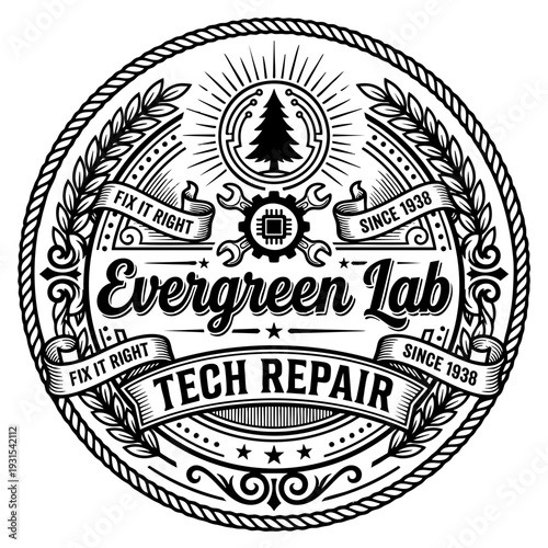 Evergreen Lab Tech Repair Logo.