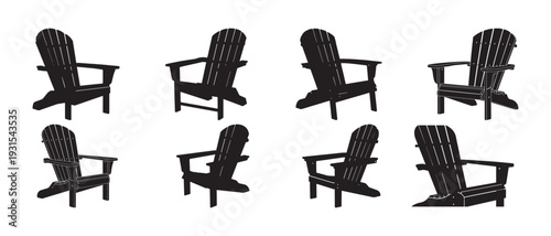 Contemporary lawn wood chair furniture vector artwork group rustic seating object cutout leisure lifestyle graphic