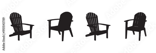 Selection of adirondack chair silhouettes featuring rounded backs and various seating perspectives perfect for camping and nature themes