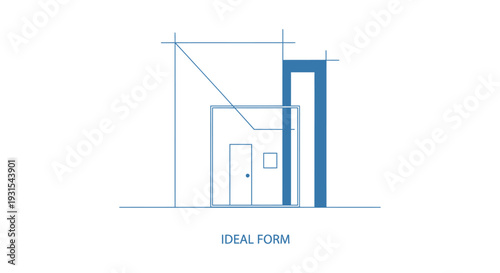 architectural blueprint depicting an ideal form house design with construction lines perfect for conceptual planning and real estate development.