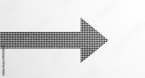 Black arrow made of small dots pointing to the right side.