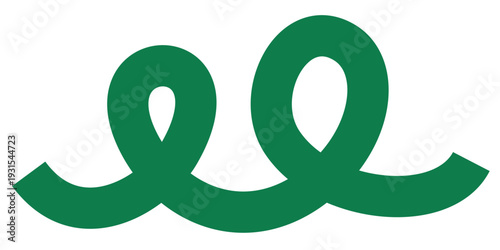 Abstract green color curved line. Doodle organic wavy ribbon. Dynamic line element