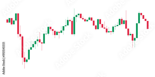 Red and Green candlestick chart pattern vector design illustration. Financial market trends chart on transparent background. 