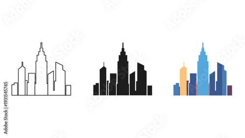 Skyscrapers in different colors and styles Vector