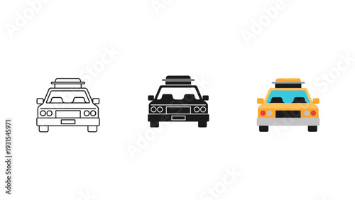 Three cars in different stages of color and detail Vector