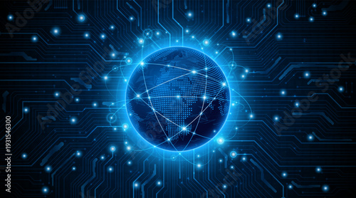 Global connection network background. World map. High-speed internet technology concept or fast wireless data transmission. modern internet network connection technology background