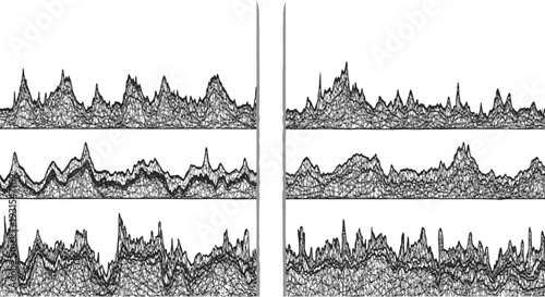 abstract grayscale 3d wireframe graphs visualizing complex data analysis and dynamic fluctuations ideal for scientific research.