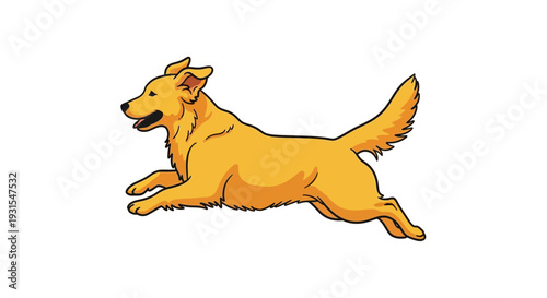 Energetic Hand Drawn Golden Retriever Silhouette Mid Leap