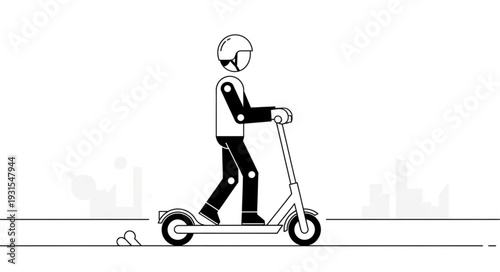 silhouette of a man on a scooter