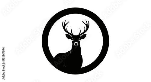 Black Silhouette Deer Logo Design Element.