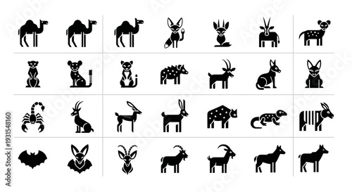 Collection of Various Animal Silhouettes.