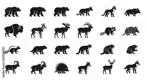 Collection of Various Animal Silhouettes.