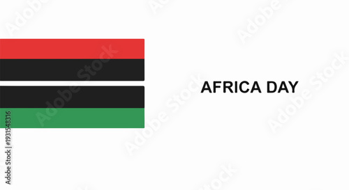 Africa Day celebration banner displays pan african flag colors red, black, and green horizontal stripes, emphasizing continental unity.
