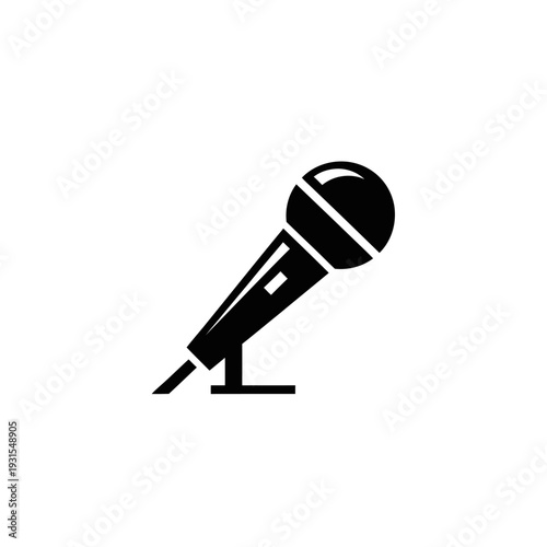 Black Microphone Icon on White Background