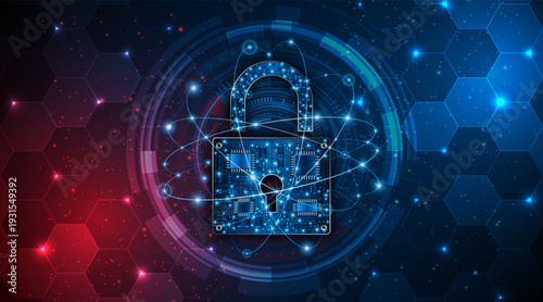 Lock icon. Cyber ​​security and data protection concepts and privacy. Innovative concept of advanced safety technology