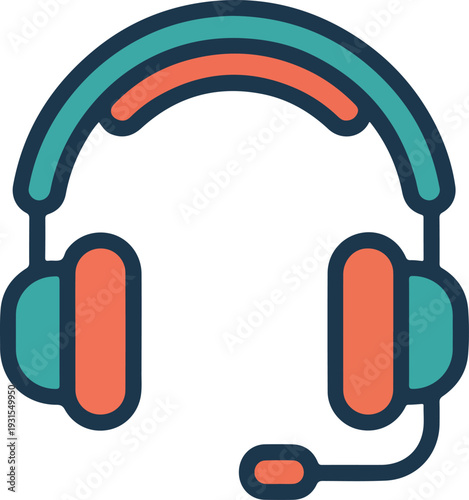 Colorful headset with microphone icon for customer service support  modern design