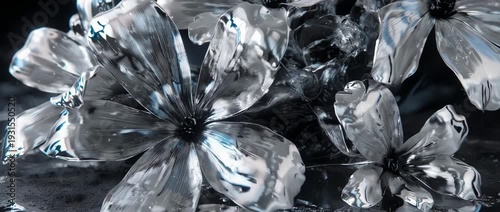  Surreal flowers of molten silver liquid metal