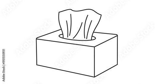 Simple line drawing of a rectangular tissue box with tissues protruding