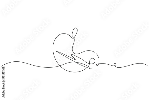 Stomach continuous one line drawing minimalist medical icon on white background
