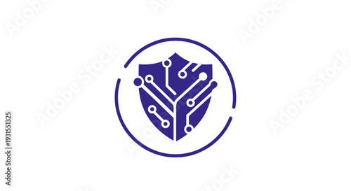 Shield Icon with Circuit Board Design.