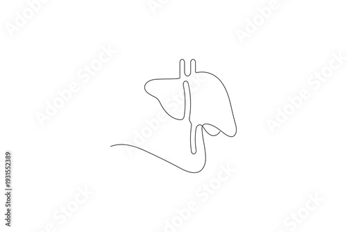 Stomach continuous one line drawing minimalist medical icon on white background
