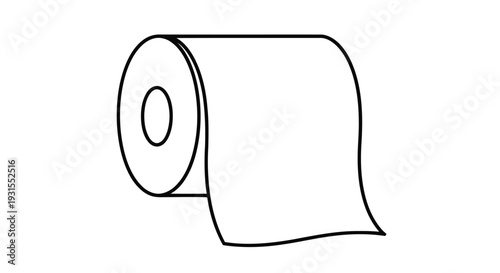 Simple line drawing of a roll of toilet paper on a white background