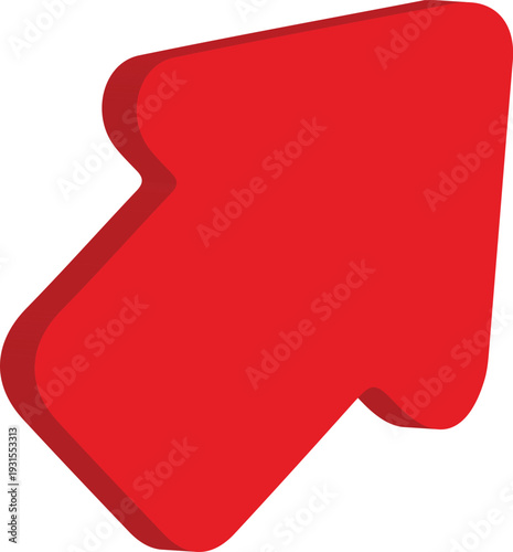 3D Icon Red Arrow Pointer Symbol for Direction, Navigation and UI Design Transparent Background