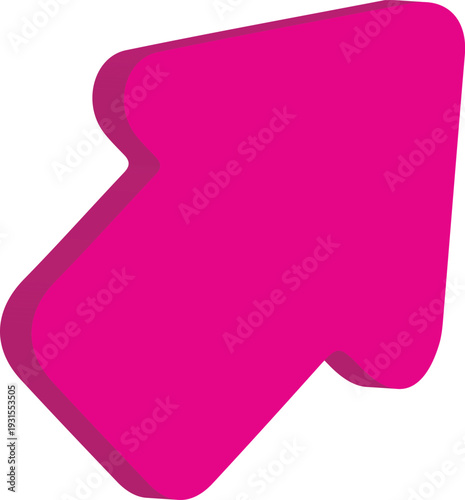 3D Icon Pink Arrow Pointer Symbol for Direction, Navigation and UI Application Design Transparent Background