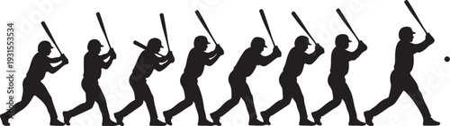 Silhouette of a baseball player swinging a bat in motion