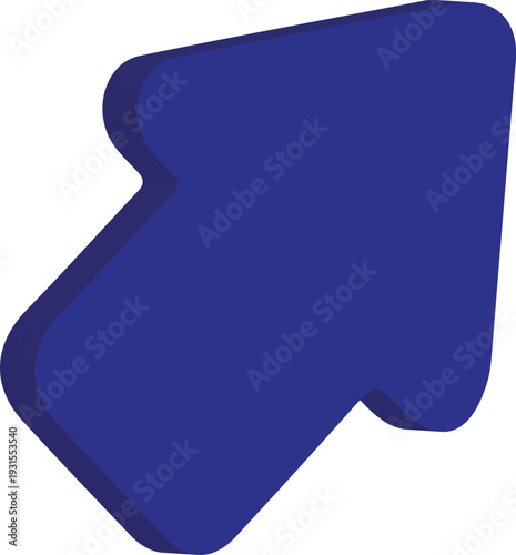 3D Icon Blue Arrow Pointer Symbol for Direction, Navigation and User Interface Design Transparent Background