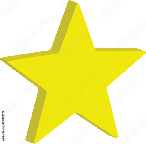 3D Icon Yellow Star Shape Symbol for Rating, Favorite and Premium Quality Badge Transparent Background