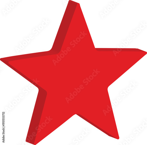 3D Icon Red Star Shape Symbol for Rating, Favorite and Premium Badge Design Transparent Background