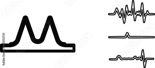 Collection of various wave and signal line graphs and charts for data analysis and visualization tools