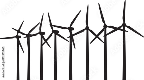 Wind Turbines Renewable Energy Silhouette Illustration