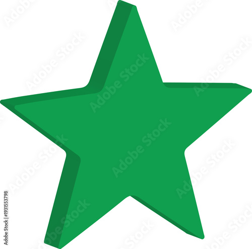 3D Icon Green Star Shape Symbol for Rating, Favorite and Premium Quality Badge Transparent Background