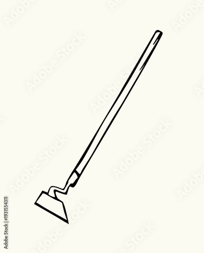 Vector drawing. Garden hoe sign