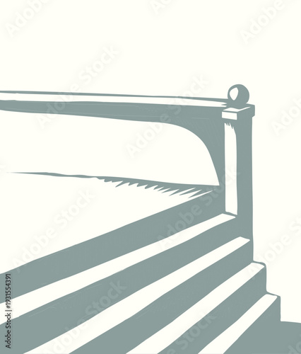 Vector drawing. Old stone stairs