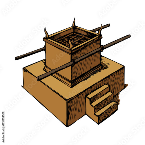 Vector drawing. Big golden altar