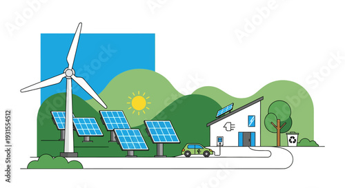 Vector illustration of renewable energy sources