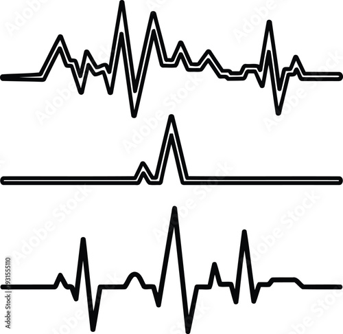 ecg heartbeat lines in black color
